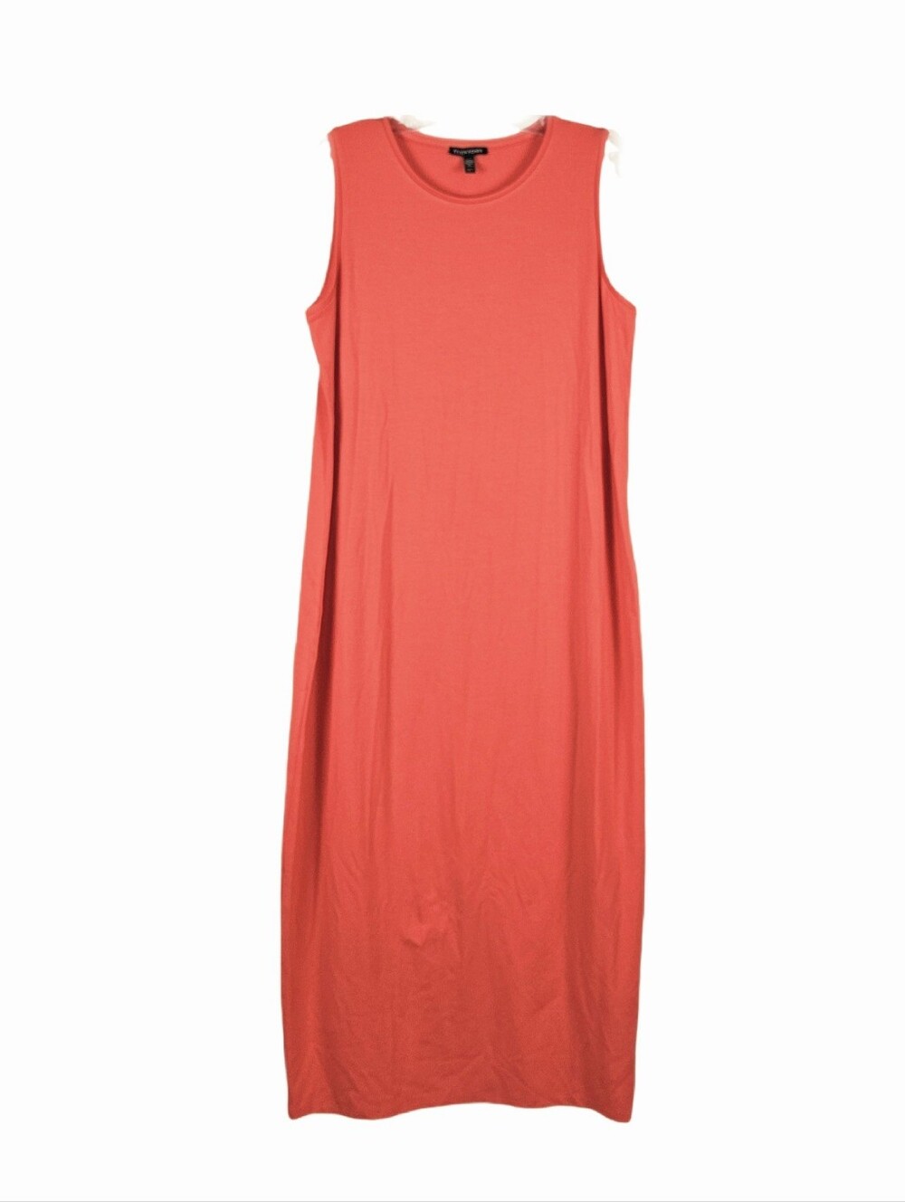 Eileen Fisher Maxi Dress Womens Coral Sleeveless Tencel Minimalist Small